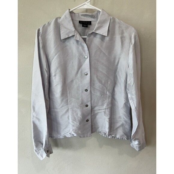 Sigrid Olsen Tops - SIGRID OLSEN Women’s vintage blouse Gray Button Up Long Sleeve Shirt Top Medium